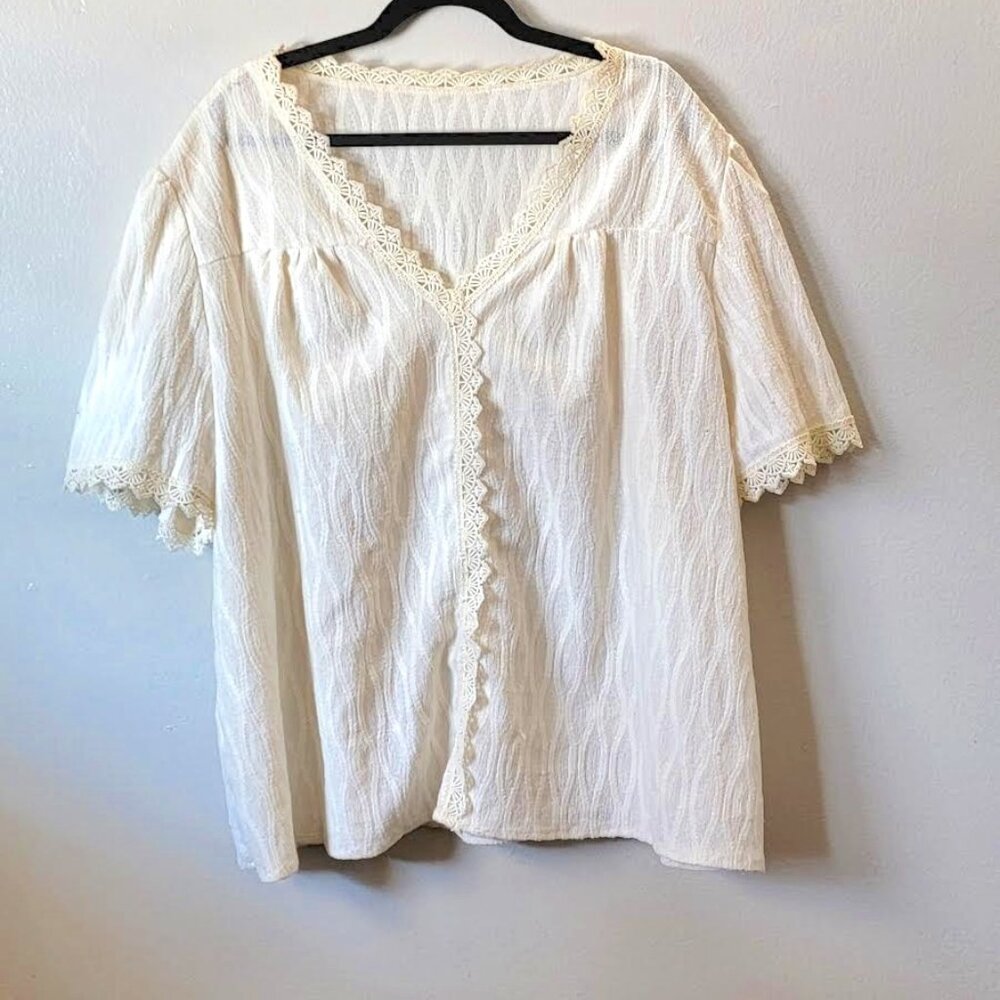 Shein Curve Puff-Sleeve Blouse | Size 4XL